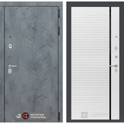 Входная дверь Бетон 22 - Белый софт, черная вставка в Москве