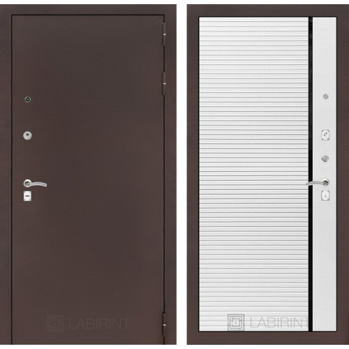 Входная дверь CLASSIC антик медный 22 - Белый софт, черная вставка в Москве