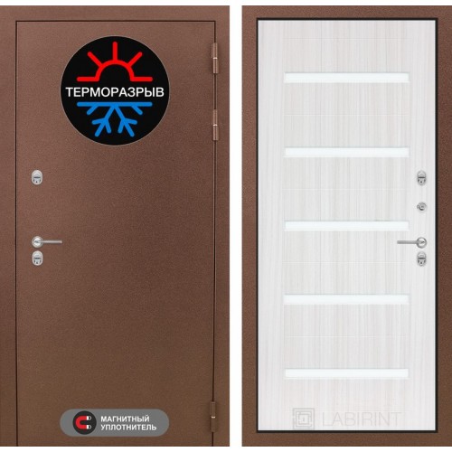 Входная дверь Термо Магнит 01 - Сандал белый, стекло белое в Москве