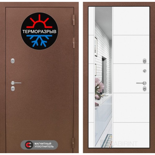 Входная дверь Термо Магнит с Зеркалом 19 - Белый софт в Москве