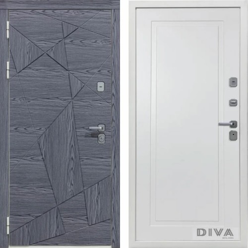 Дверь Дива-97/3 Дуб серый Д-10 Белый софт в Москве