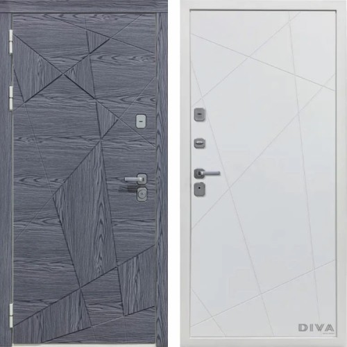Дверь Дива-97/3 Дуб серый Д-11 Белый софт в Москве